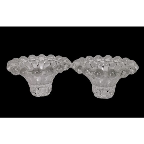 Vintage 1950's Boopie Pair of Clear Glass Ball Base Tapered Candle Stick Holder - Picture 10 of 11